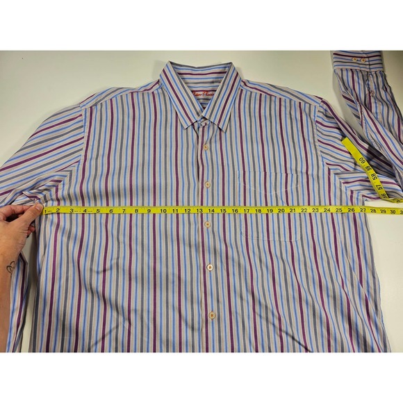 Alan flusser 2XL XXL long sleeve button up Career business casual stripes EUC - Picture 7 of 7